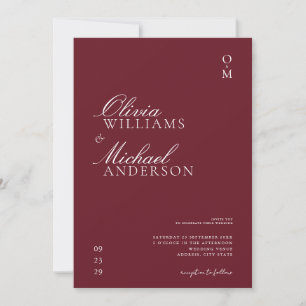 Convite Casamento Minimalista Elegante Burgundy