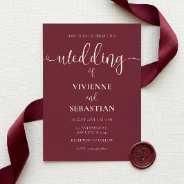 Convite Casamento Minimalista Elegante Burgundy Marfim