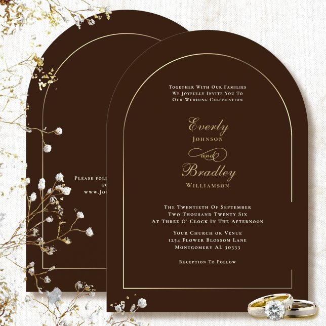 Convite Casamento Minimalista Elegante com Arco Dourado e  (Criador carregado)