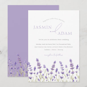 Convite Casamento Minimalista Elegante de Lavanda com Flor