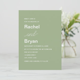 Convite Casamento Minimalista Elegante em Verde Sage