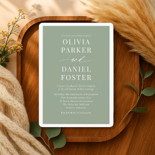 Convite Casamento Minimalista Elegante em Verde Sage