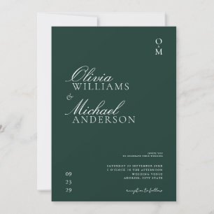 Convite Casamento Minimalista Elegante Emerald Green