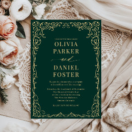 Convite Casamento Minimalista Elegante Emerald Green