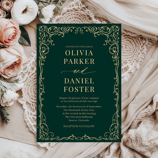 Convite Casamento Minimalista Elegante Emerald Green (Criador carregado)