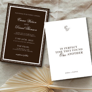 Convite Casamento Minimalista Elegante Marrom Chocolate