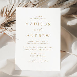 Convite Casamento Minimalista Elegante Moderno Dourado