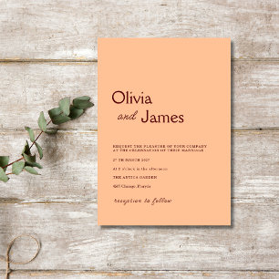 Convite Casamento Minimalista Elegante Moderno Peach Fuzz