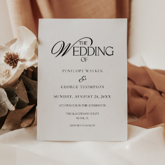 Convite Casamento Minimalista Elegante Preto e Branco