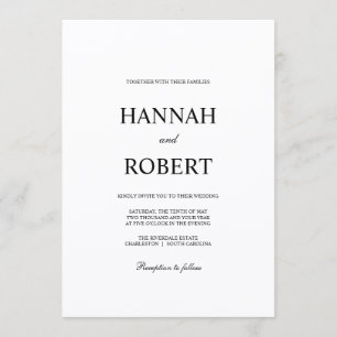 Convite Casamento Minimalista Elegante Preto e Branco Clás