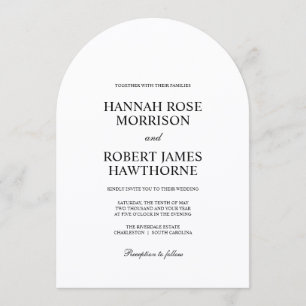 Convite Casamento Minimalista Elegante Preto e Branco Clás
