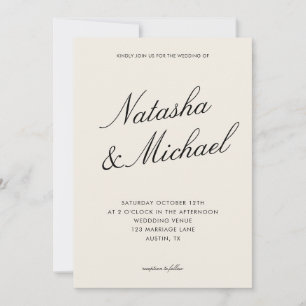 Convite Casamento Minimalista Elegante Preto e Marfim