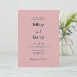 Convite Casamento Minimalista Elegante Rosa Empoeirado
