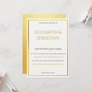 Convite casamento minimalista em ouro e branco