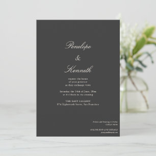 Convite Casamento Minimalista em Preto e Branco Clássico