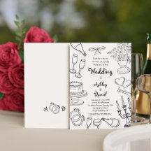 Casamento Minimalista em Preto e Branco com Desenh