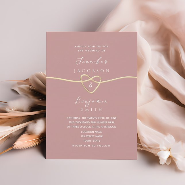 Convite Casamento Minimalista em Rosa Empoeirado (Criador carregado)