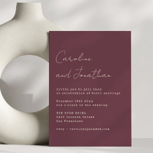 Convite Casamento Minimalista em Script de Máquina de Escr