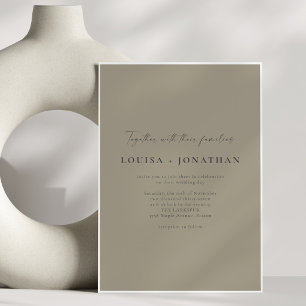 Convite Casamento Minimalista em Script Oliva Poético