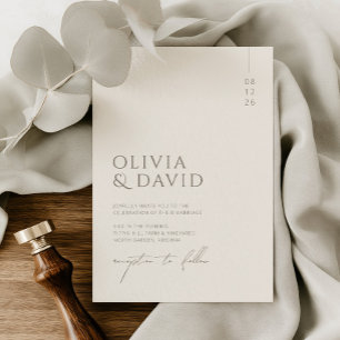 Convite Casamento Minimalista em Taupe e Alabastro