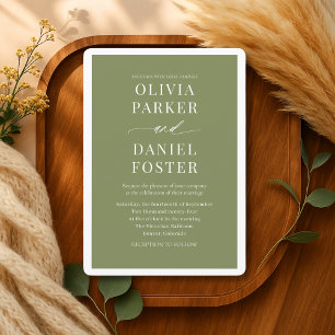 Convite Casamento Minimalista em Verde Oliva Moderno