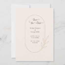 Convite Casamento minimalista escandinavo botânico dourado
