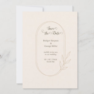 Convite Casamento minimalista escandinavo botânico dourado
