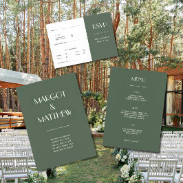 Convite Casamento Minimalista Escandinavo Verde Musgo Escu