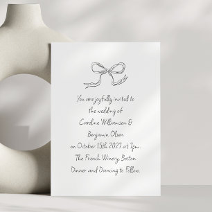 Convite Casamento Minimalista Escrito à Mão Preto e Branco