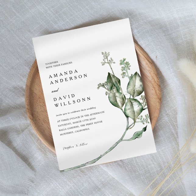 Convite Casamento Minimalista Eucalyptus Greenery (Criador carregado)