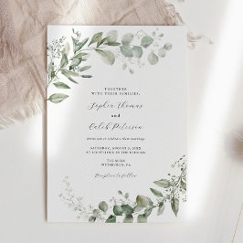Convite Casamento Minimalista Eucalyptus Greenery