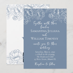 Convite Casamento Minimalista Floral do Periwinkle Modern