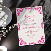 Casamento Minimalista Floral Rosa Talavera Mexican