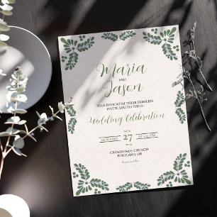 Convite Casamento Minimalista Floral Verde Talavera Mexica