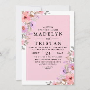 Convite Casamento Minimalista Fofo Floral Violeta Foto