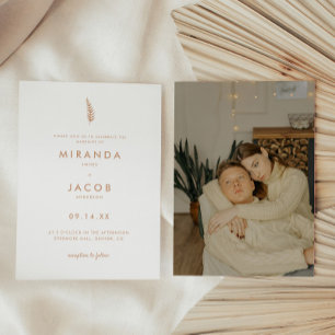 Convite Casamento Minimalista Folha de Palmeira Bege