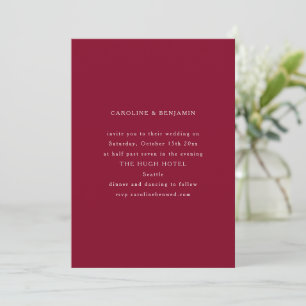 Convite Casamento Minimalista Formal Clássico em Borgonha