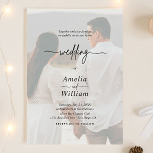 Convite Casamento Minimalista Foto Bege