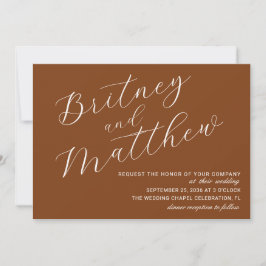 Convite Casamento Minimalista Foto Terracota Script