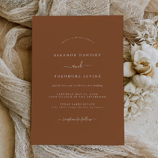 Convite Casamento Minimalista Laranja Queimada