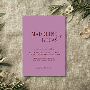 Convite Casamento Minimalista Limpo Bege e Borgonha Intens
