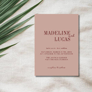 Convite Casamento Minimalista Limpo de Argila Suave e Burg