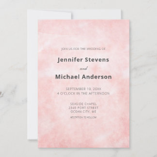 Convite Casamento Minimalista Limpo em Aquarela de Pêssego