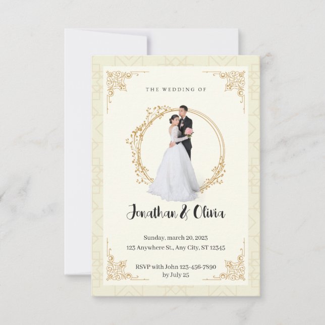 Convite Casamento Minimalista Limpo Moderno Elegante (Frente)