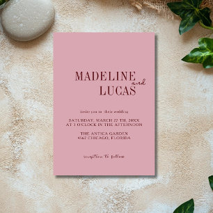 Convite Casamento Minimalista Limpo Rosa Empoeirado e Borg