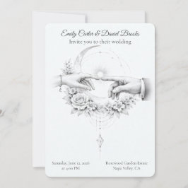 Convite Casamento Minimalista Mãos Casal Romântico