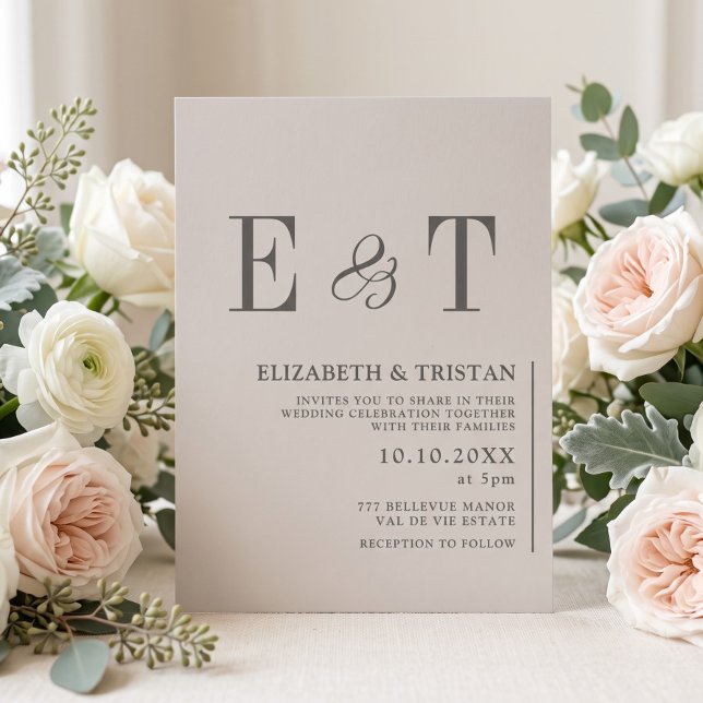 Convite Casamento Minimalista Marfim Elegante  (Criador carregado)