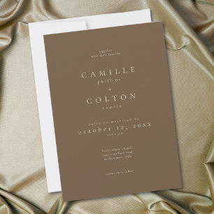 Convite Casamento Minimalista Marrom Cacau Elegante