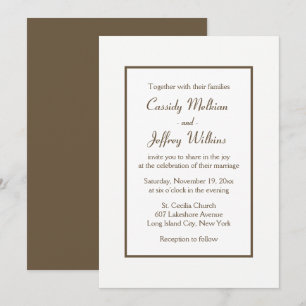Convite Casamento Minimalista Marrom e Branco Moderno Eleg