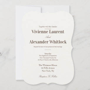 Convite Casamento Minimalista Marrom Luxuoso Atemporal Ele